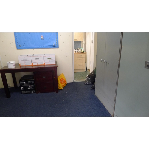 847 - Remaining furniture in this room including office desks, pedestals, metal filing cabinets and two 2-... 