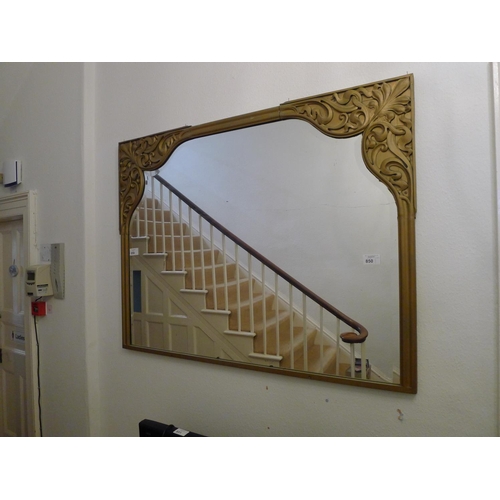 850 - Gilt framed bevelled overmantle mirror