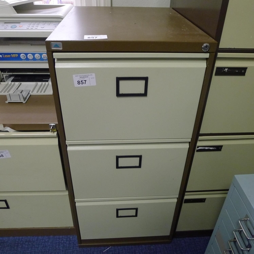 857 - 3-drawer metal filing cabinet