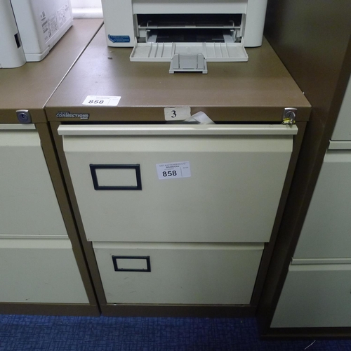 858 - A 2 drawer metal filing cabinet