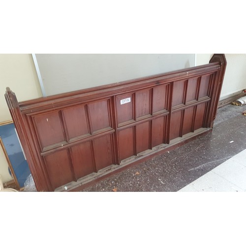 359A - Two pew paneled fronts, Lengths 2m and 2.6m by 93cm high, 26cm deep.