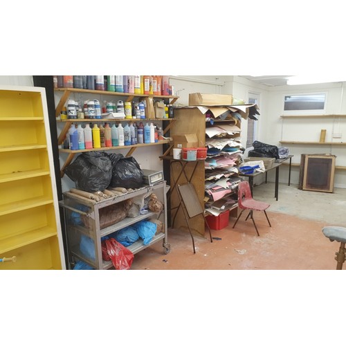 225 - The remaining contents of the pottery room to right hand side of main art classroom to include paint... 