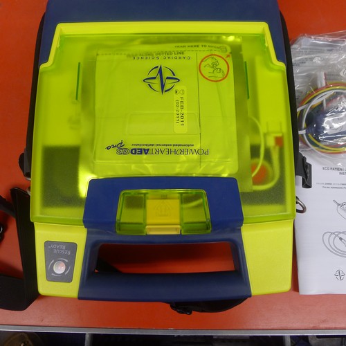 300C - 1 Power Heart AED G3 Pro automatic external defibrillator serial number 4234789 with various accesso... 