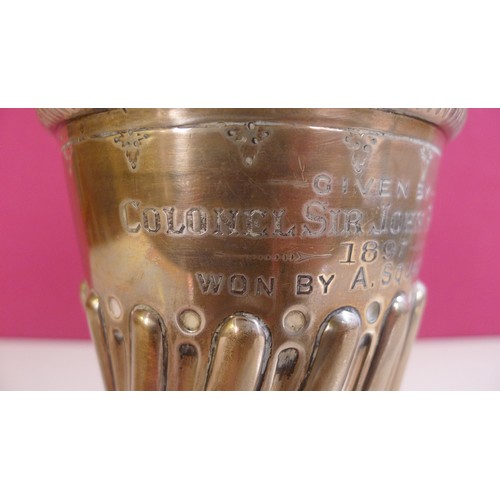 788 - A silver trophy cup  23 cms tall, approximately 620 gms