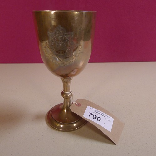 790 - A silver trophy cup  23cms tall, approximately 294gms