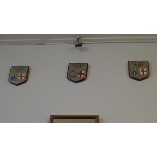 823 - 23 shield mounted wooden armorial plaques