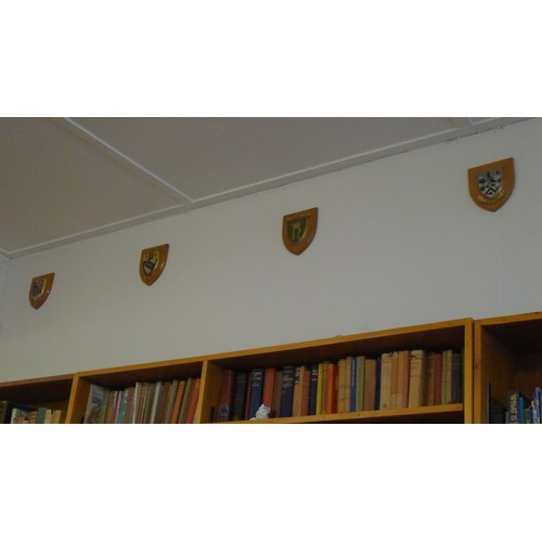 823 - 23 shield mounted wooden armorial plaques