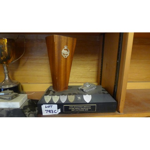 783C - A quantity of miscellaneous silver-plated and other trophy cups - Contents of 1 shelf