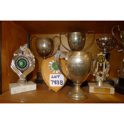 783B - A quantity of miscellaneous silver-plated and other trophy cups - Contents of 1 shelf