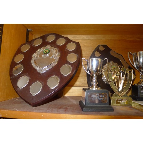 783C - A quantity of miscellaneous silver-plated and other trophy cups - Contents of 1 shelf