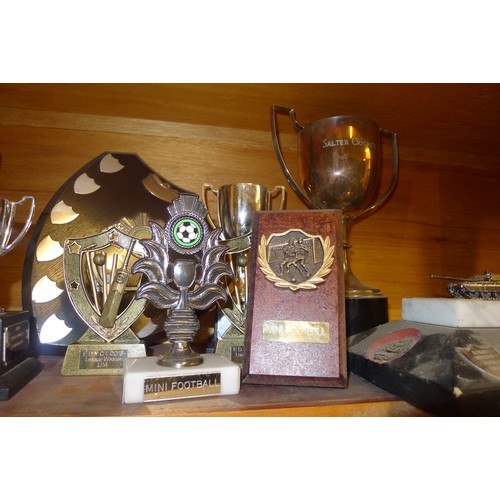 783C - A quantity of miscellaneous silver-plated and other trophy cups - Contents of 1 shelf