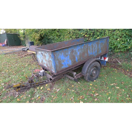 166 - 1 manual hydraulic single axle tipping trailer (no other details visible) body size approx 246cm lon... 