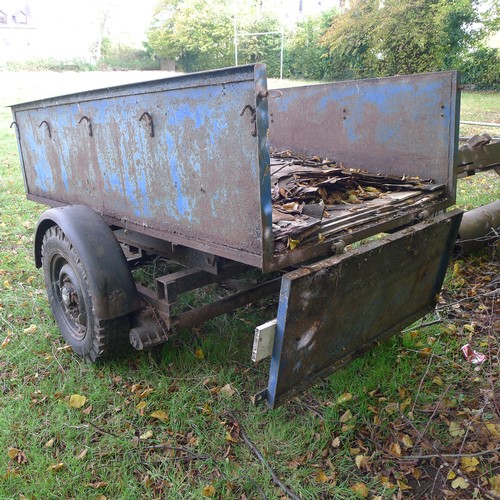 166 - 1 manual hydraulic single axle tipping trailer (no other details visible) body size approx 246cm lon... 