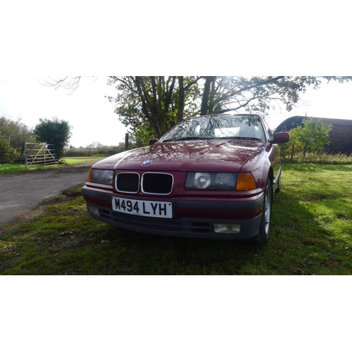 1006 - BMW  318i 4 dr saloon, 3 series, Reg M494 LYH, 1st reg 18/08/1994, 1790cc 5 sp Manual petrol, Red, M... 