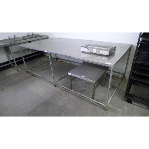 114 - 1 stainless steel table approx 244cm w x 123cm d x 84cm high