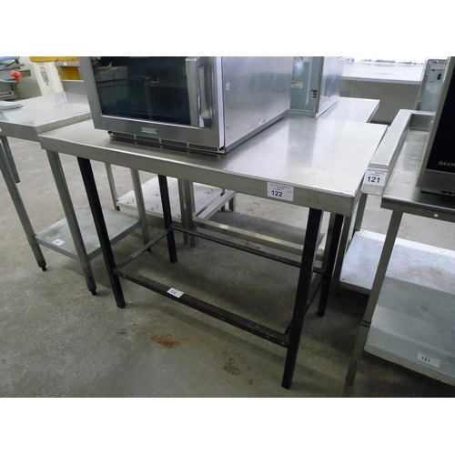 122 - 1 stainless steel table approx 107cm w x 61cm d x 88cm high