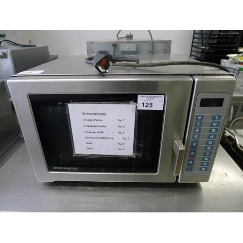 125 - 1 commercial microwave by Menumaster, no model visible, 240v (Trade)