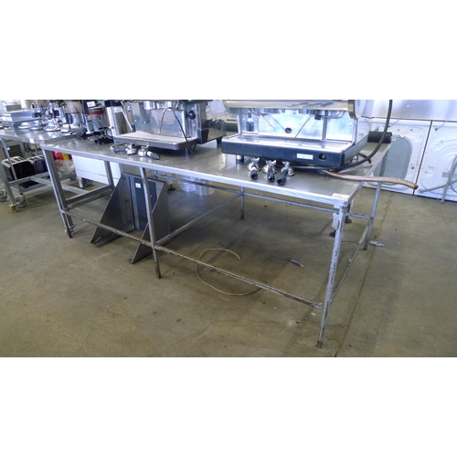 229 - 1 stainless steel table approx 246cm w x 124cm d x 87cm high