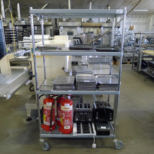 234 - 1 wheeled catering storage rack approx 100cm w x 50cm d x 177cm high