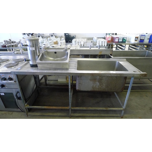 235 - 1 freestanding stainless steel sink unit with drainer on right hand side approx 184cm w x 71cm d x 8... 