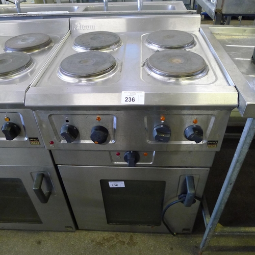 236 - 1 electric cooker by Falcon type Prolite with 4 ring hob above and oven beneath, 240v (Trade)