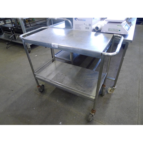 253 - 1 stainless steel three tier catering trolley