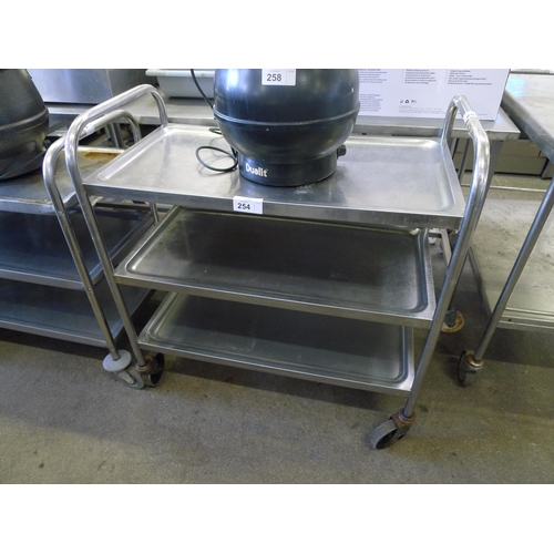 254 - 1 stainless steel three tier catering trolley