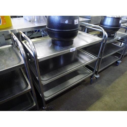 256 - 1 stainless steel three tier catering trolley