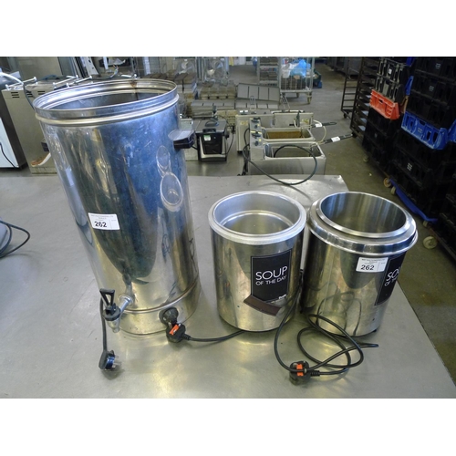 262 - 2 Dualit soup kettles type DSK6, 240v and 1 hot water urn 240v - Please note that none of these thre... 