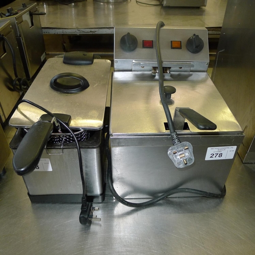 278 - 2 table top single basket deep fat fryers 240v - both have no make visible (Trade)