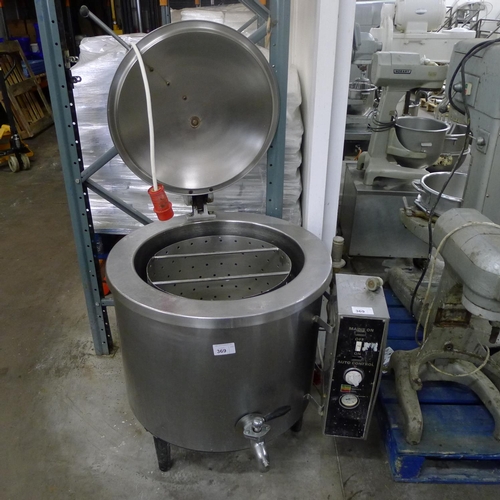 369 - 1 large floor standing stainless steel boiler with tap fitted (no details visible), 3ph (Trade)