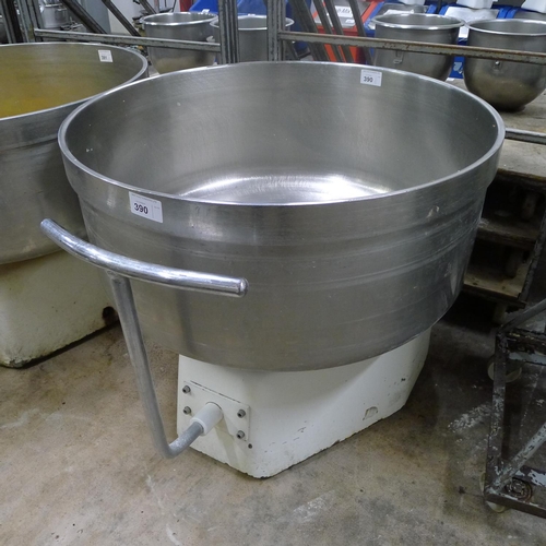 390 - 1 interchangeable wheeled 200kg stainless steel mixing bowl. Please see Lot 350 & Lot 351 for the tw... 