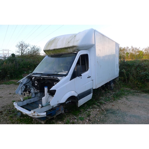 442 - A Mercedes box van, KU60 GTF, for spares / scrap, engine removed but present, V5 present