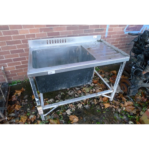 445 - 1 stainless steel free standing sink unit approx 114cm w x 71cm d x 83cm high - requires a clean