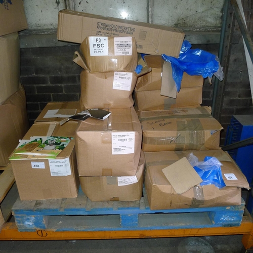 458 - 1 pallet containing a quantity of animal world meal boxes, single fill Classiq wedges, food grade bl... 