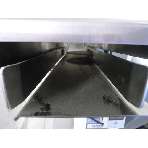 140 - 1 bread roll slicer by Oliver type 704N, 240v with a stainless steel wheeled stand (Trade)