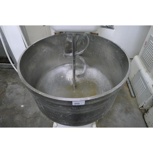 352 - 1 large capacity (approx 100kg) fixed bowl spiral mixer by Avon Food Machinery (no other details vis... 