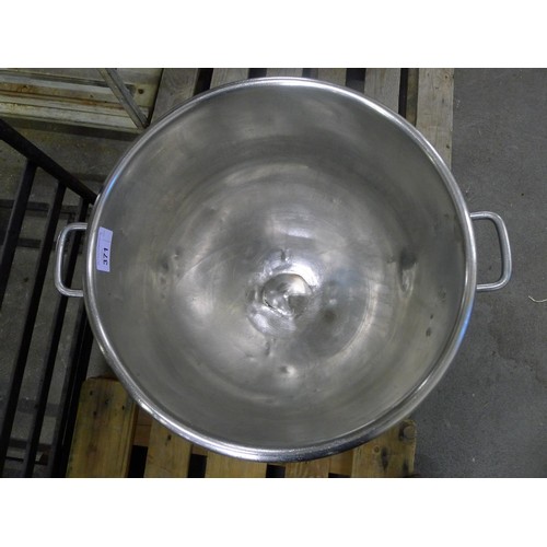 371 - 1 stainless steel mixer bowl with a wheeled stand diameter approx 55cm / 80 quart