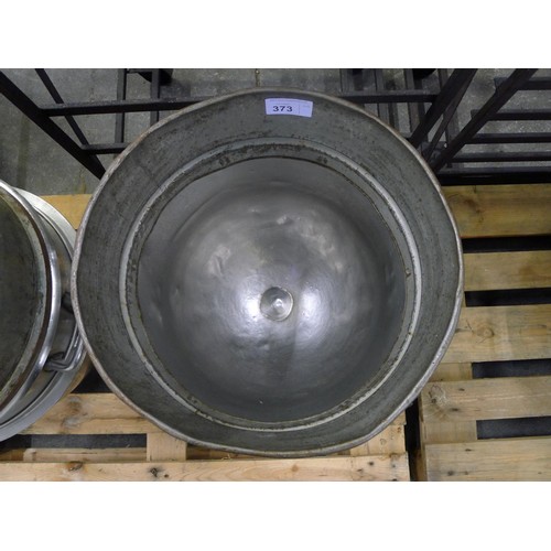 373 - 2 stainless steel mixer bowls both with top extension rings both diameter approx 50cm / 60 quart