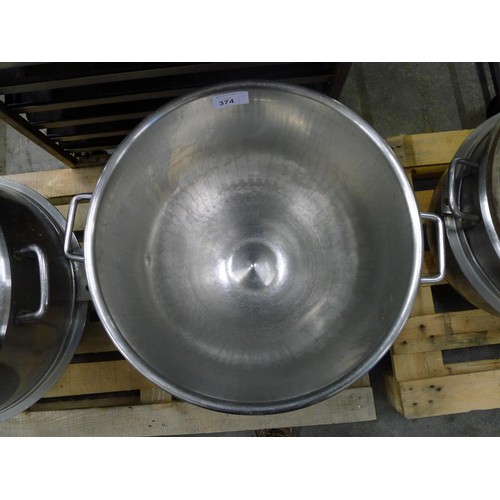 374 - 2 stainless steel mixer bowls both diameter approx 55cm / 80 quart