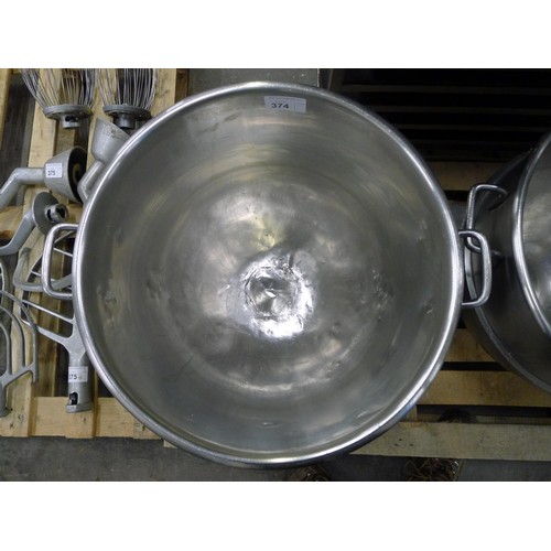 374 - 2 stainless steel mixer bowls both diameter approx 55cm / 80 quart