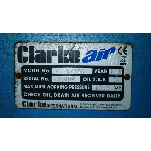 441 - 1 workshop compressor by Clarke Air model XE18/200, YOM  2017,  max working pressure 10.3 bar, 240v ... 