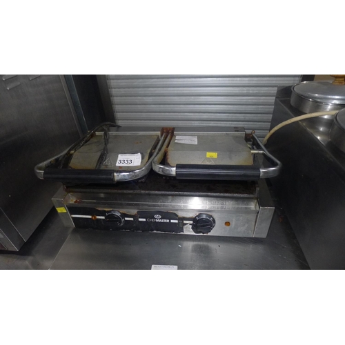 3333 - A commercial stainless steel contact grill by Chef Master - trade