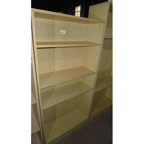 3427 - 1 wood effect shelf unit approx 80cm w x 31cm d x 160cm high