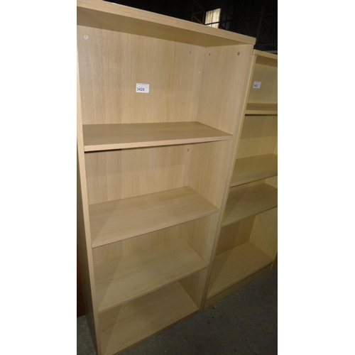 3428 - 1 wood effect shelf unit approx 70cm w x 31cm d x 164cm high