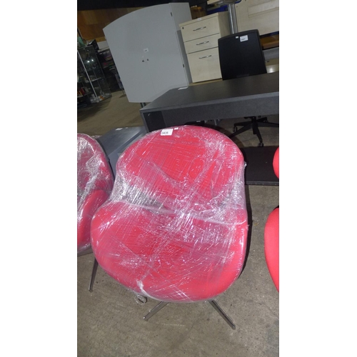 3435 - 1 red upholstered designer style chair - This chair is fixed and will not swivel