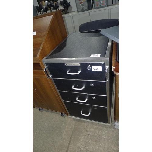 3446 - 1 Chubb wheeled security cabinet with 4 drawers approx 51cm w x 66cm d x 94cm high - supplied with 2... 