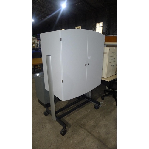 3488 - 1 grey wheeled TV / monitor cabinet