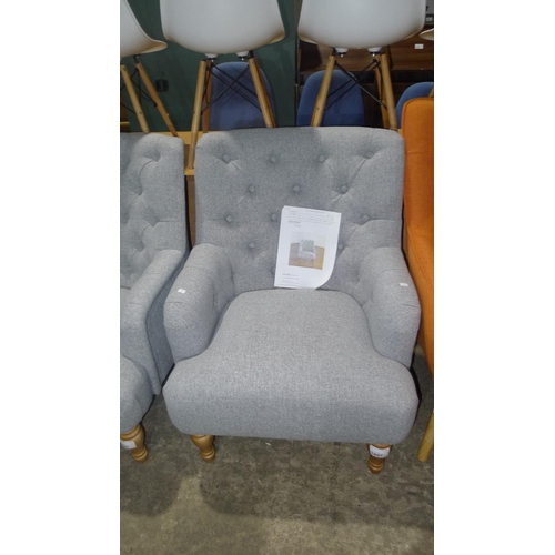 3497 - 1 Aimee grey upholstered button back arm chair RRP £213