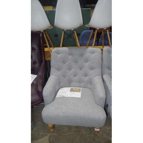 3498 - 1 Aimee grey upholstered button back arm chair RRP £213